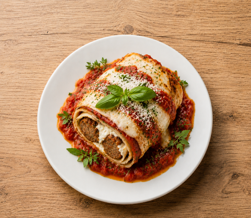 Jumbo Meatball Parm Rollatini